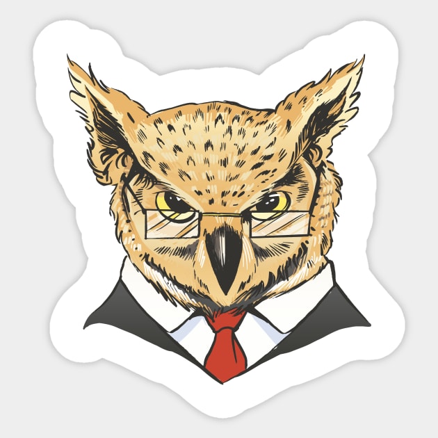 Business Owl t shirt P R t shirt Sticker by LindenDesigns